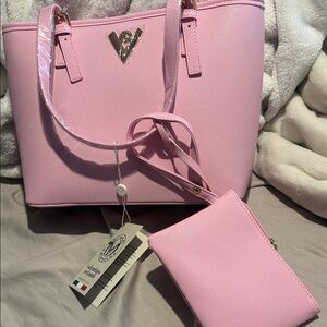 Valentino Orlandi Pink Tote with Pouch